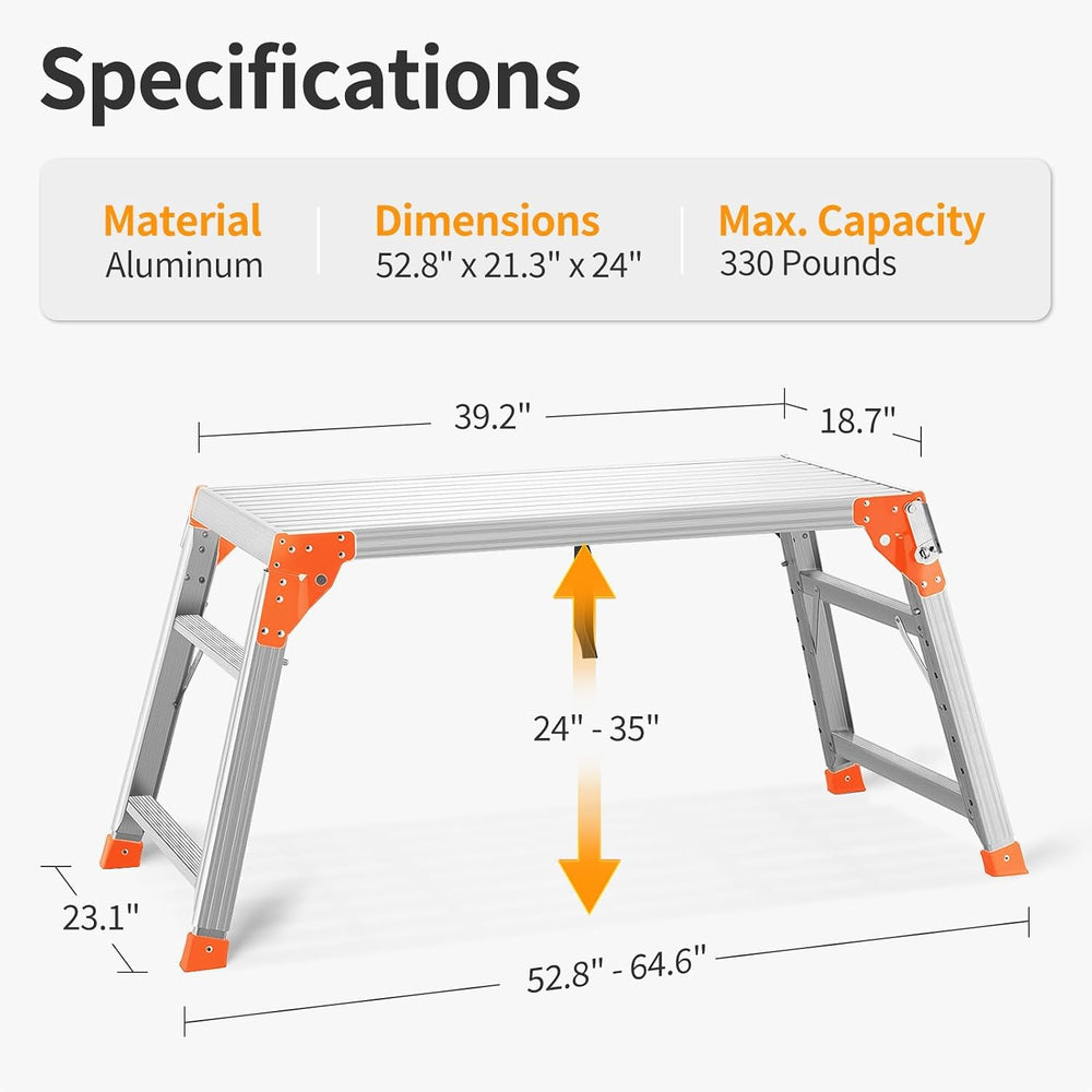 SHANTRA Multifunctional & Adjustable Work Platform with 330 lbs Capacity,...
