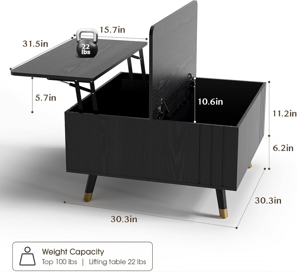 Square Lift Top Coffee Table with Storage for Living Room,32"