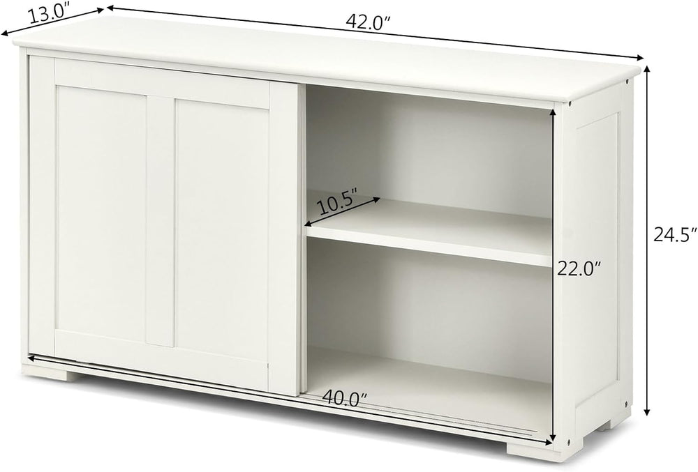Costzon Sideboard Buffet Cabinet, Wooden Kitchen Storage Cabinet with Adjusta...