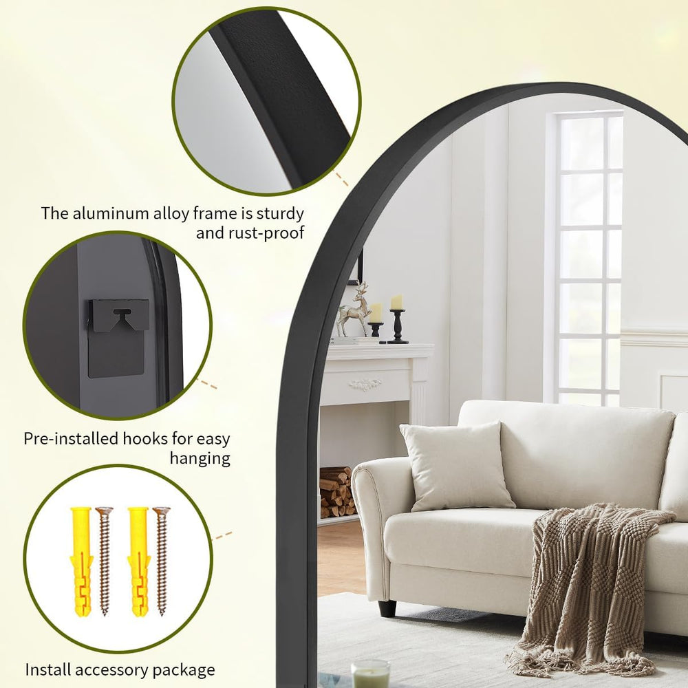 BEAUTYPEAK 20"x30" Arch Bathroom Wall Mirror, Black