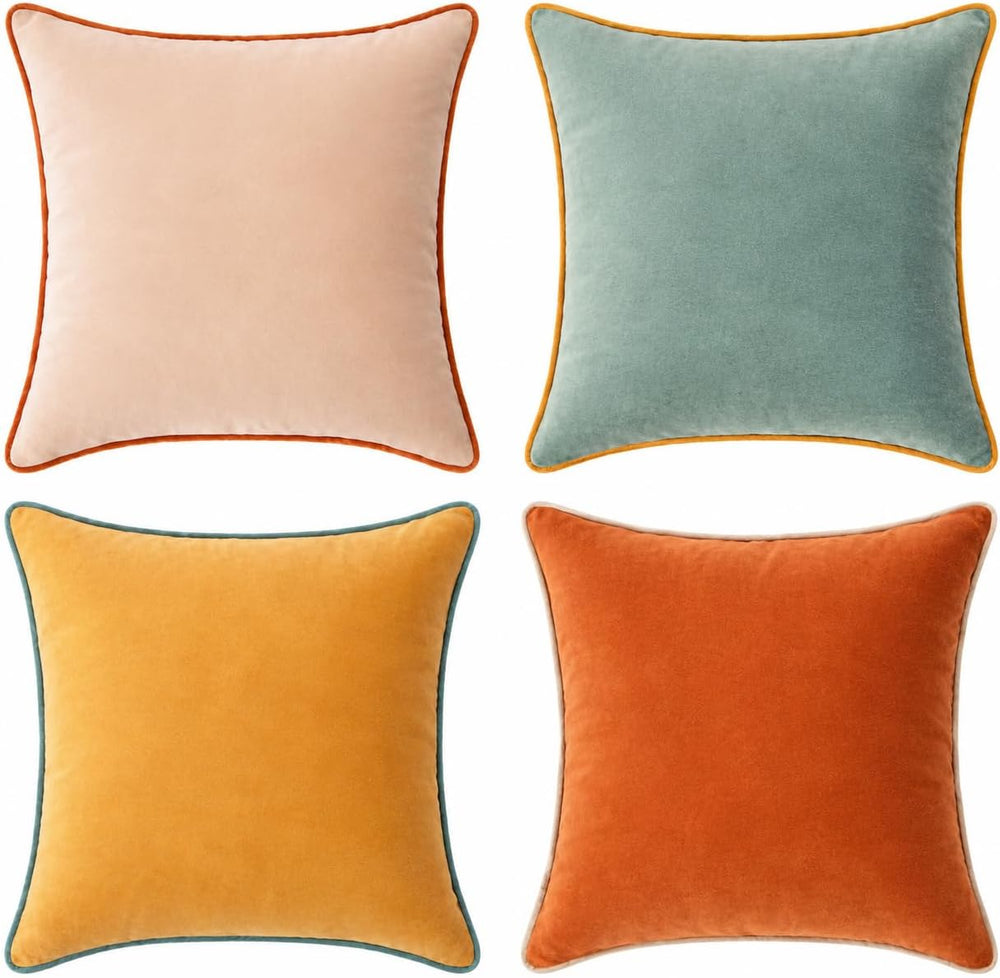 MONDAY MOOSE Decorative Throw Pillow Covers Cushion Cases, Set of 4 Soft Velv...