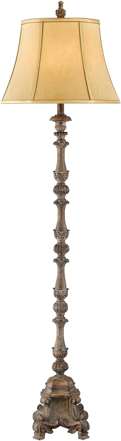 Regency Hill 62" Tall Traditional French Candlestick Faux Wood Floor Lamp