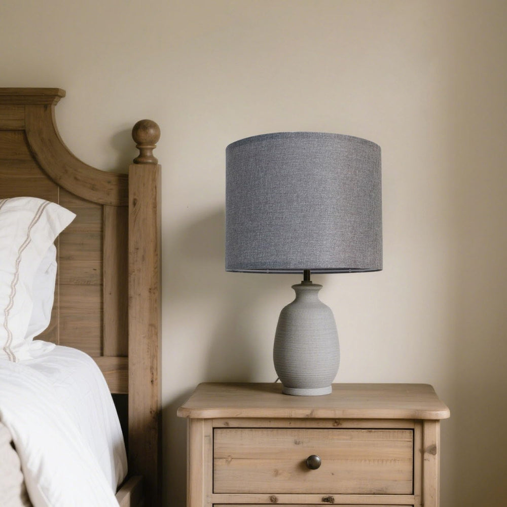 Lamp Shades Set of 2, 13"D x 10"H, Gray Drum Lamp Shade