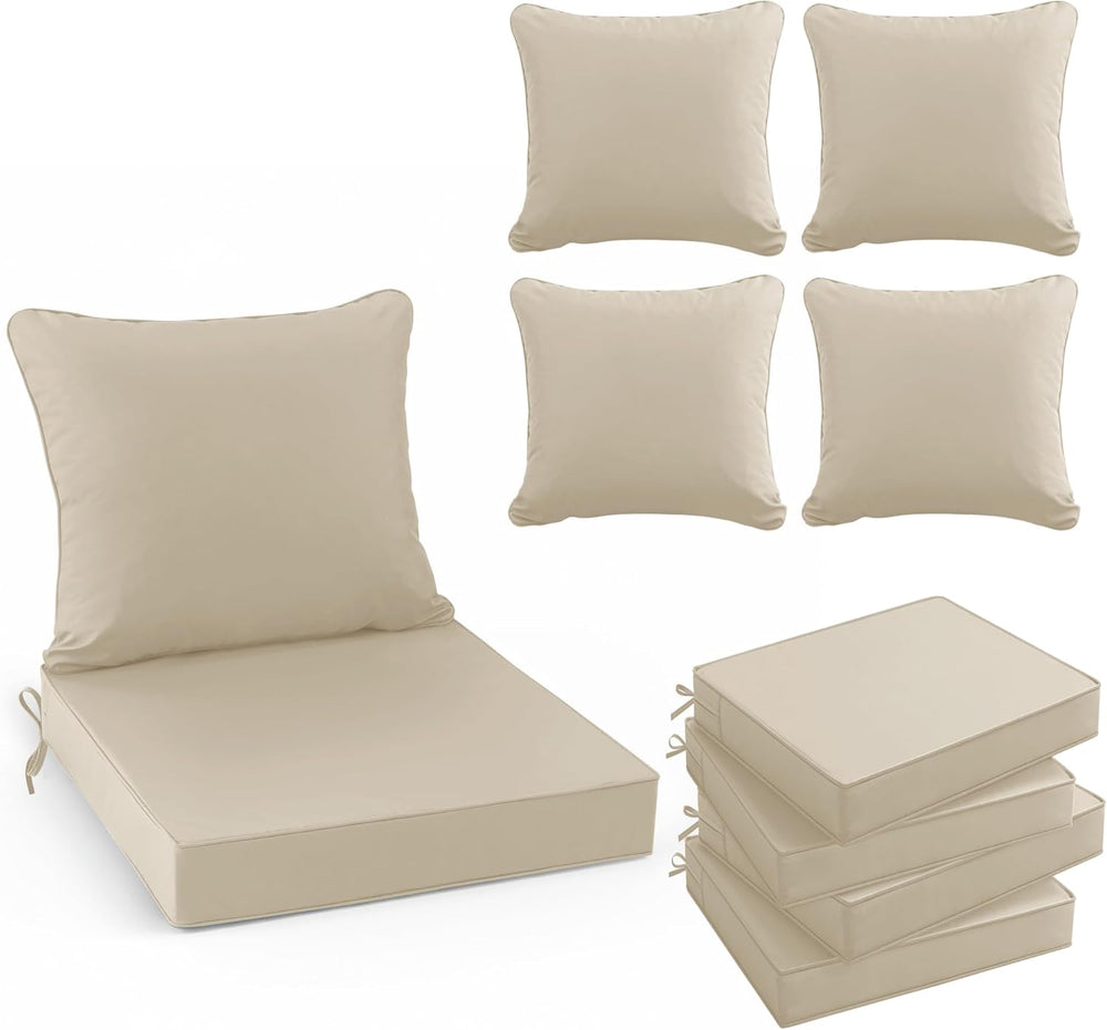 Summsun Outdoor Chair Cushion Water Resistant, 19 x 19 Inch, Cream, 4-Pack