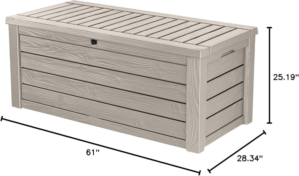 Keter Westwood 150 Gal Outdoor Storage Box for Patio and Pool Accessories