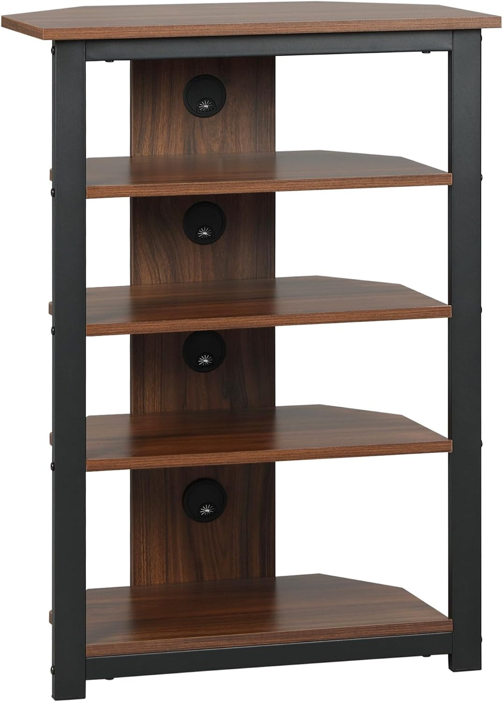 HOMCOM Media Stand with 4-Tier Audio Rack, AV Media Corner Shelf, Brown