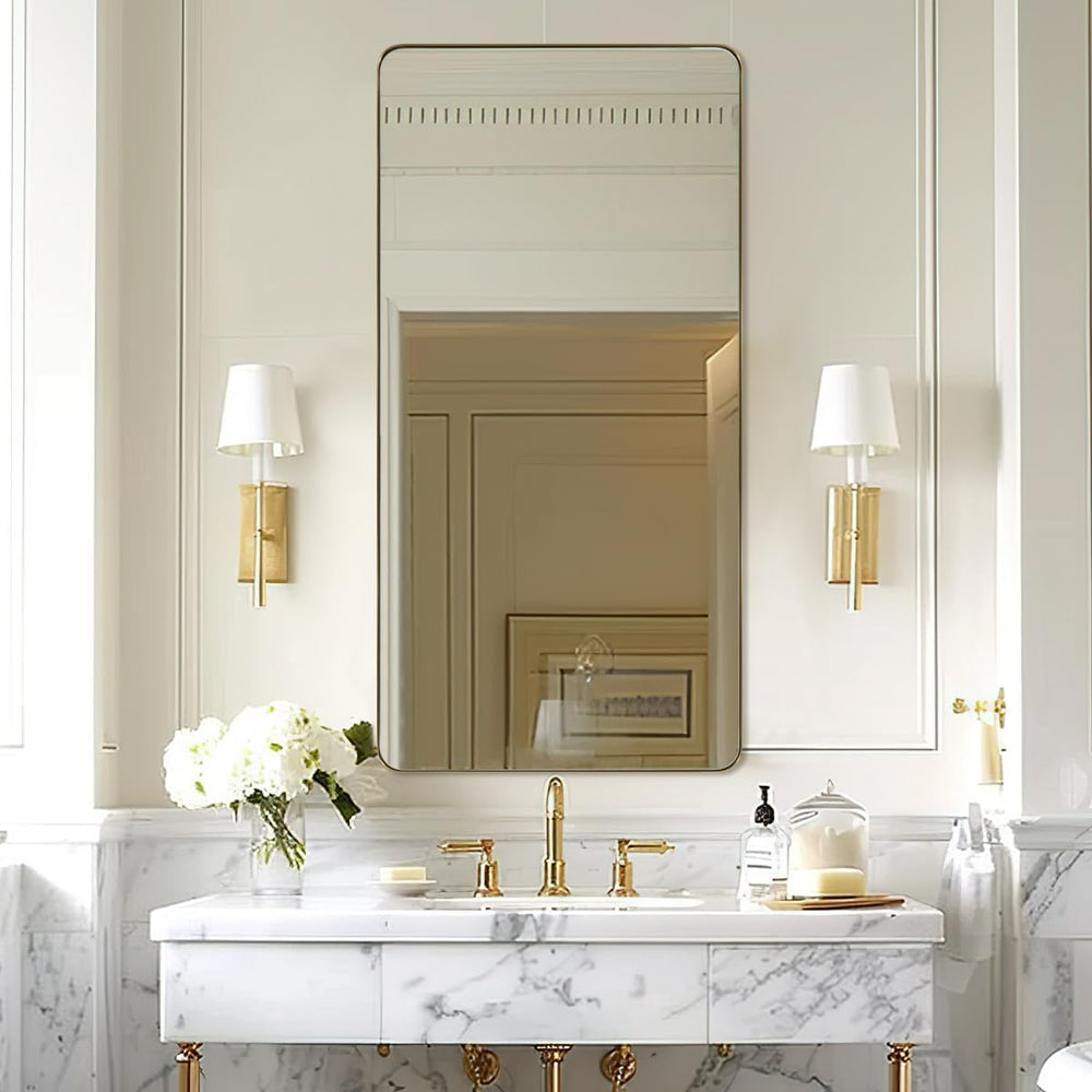 ANDY STAR Gold Bathroom Mirrors for Over Sink, 30x55 InchBrushed Gold Wall Mi...