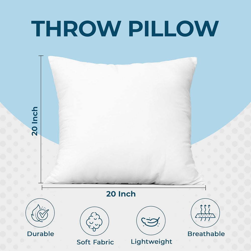 Utopia Bedding Throw Pillows (Set of 4, White) – 20 x 20 Inches Down Alternat...