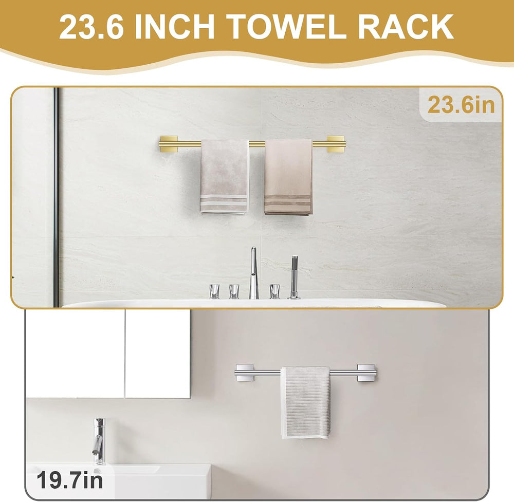 10 Pieces Brushed Gold Towel Bar Set, Double Dase Toilet Paper Holder Bathroo...