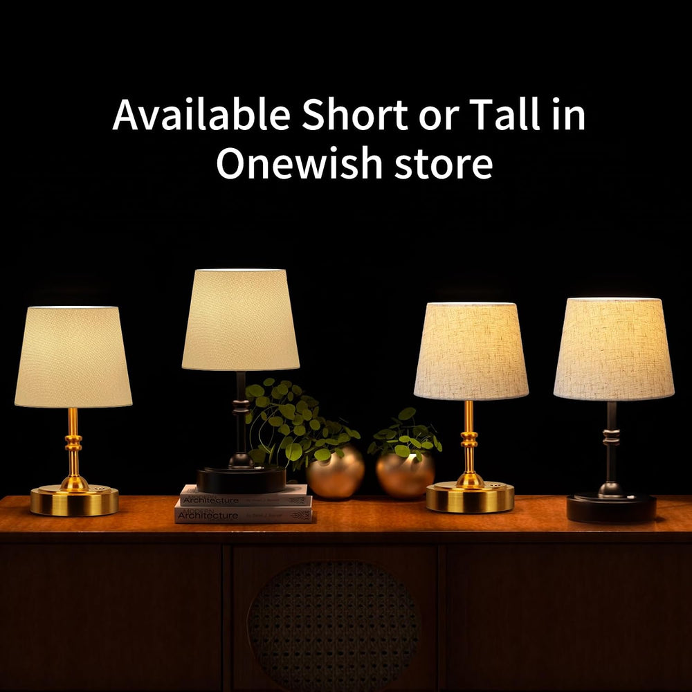 ONEWISH Small Cordless Lamp, Battery Operated Table lamp Dimmable, 4000mAh Re...