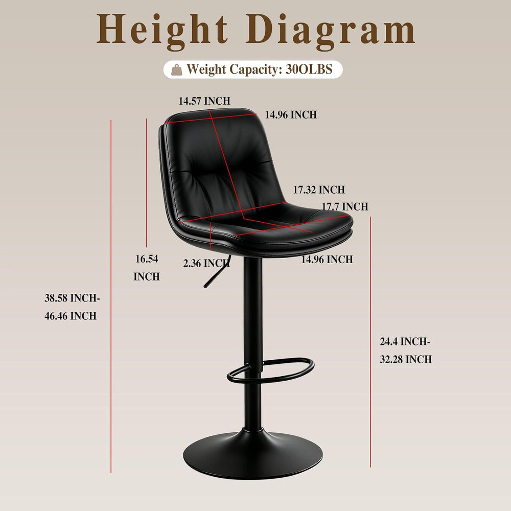 Bar Stools Set of 4 Swivel Adjustable Bar Chairs Counter Height