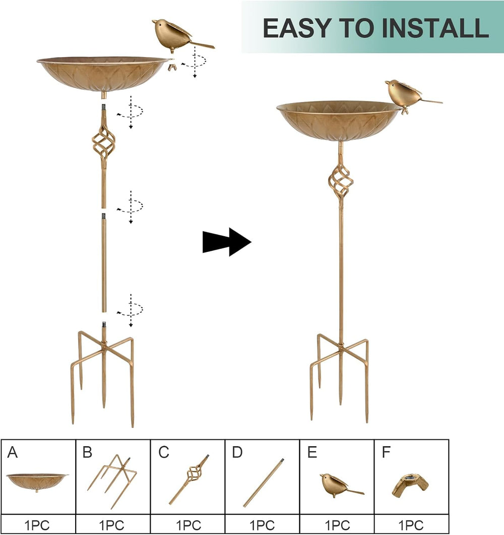 Bird Bath for Outside, Metal Birdbaths & Bird Feeder for Outdoors