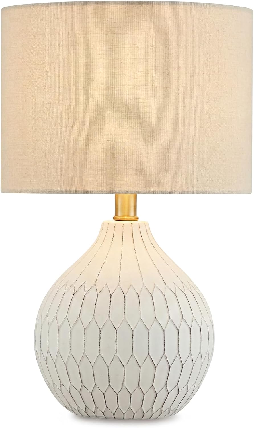 Signature Design by Ashley Ceramic Table Lamp, Bedside, Antique White