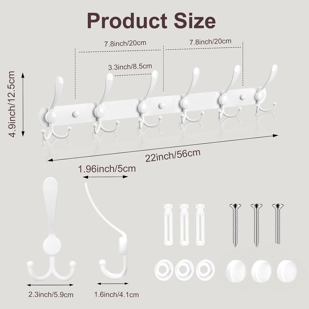 YUNISS Coat Rack Wall Mounted,6 Tri Stainless Steel Coat Hook for Coat Hat Ro...
