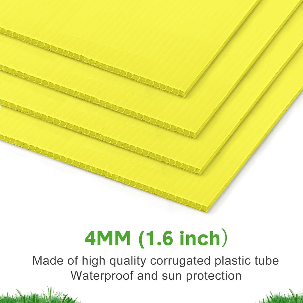 Tuanse 20 Pack Yellow Yard Signs with Stakes 16x12 Inch Double Sided Blank