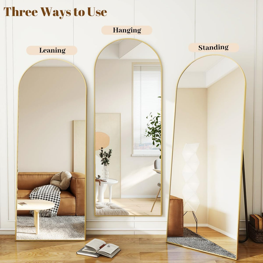 Koonmi 76x46 Arched Full Length Mirror, Floor Mirror with Stand