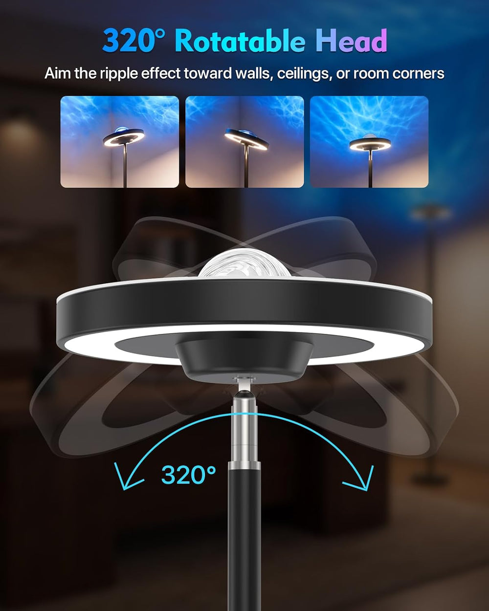 Water Ripple Floor Lamp: RGB, Remote Control