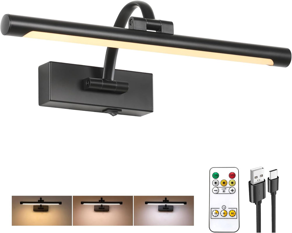 Tassuowell Wireless Battery Operated Picture Light,Rechargeable Wall Light wi...