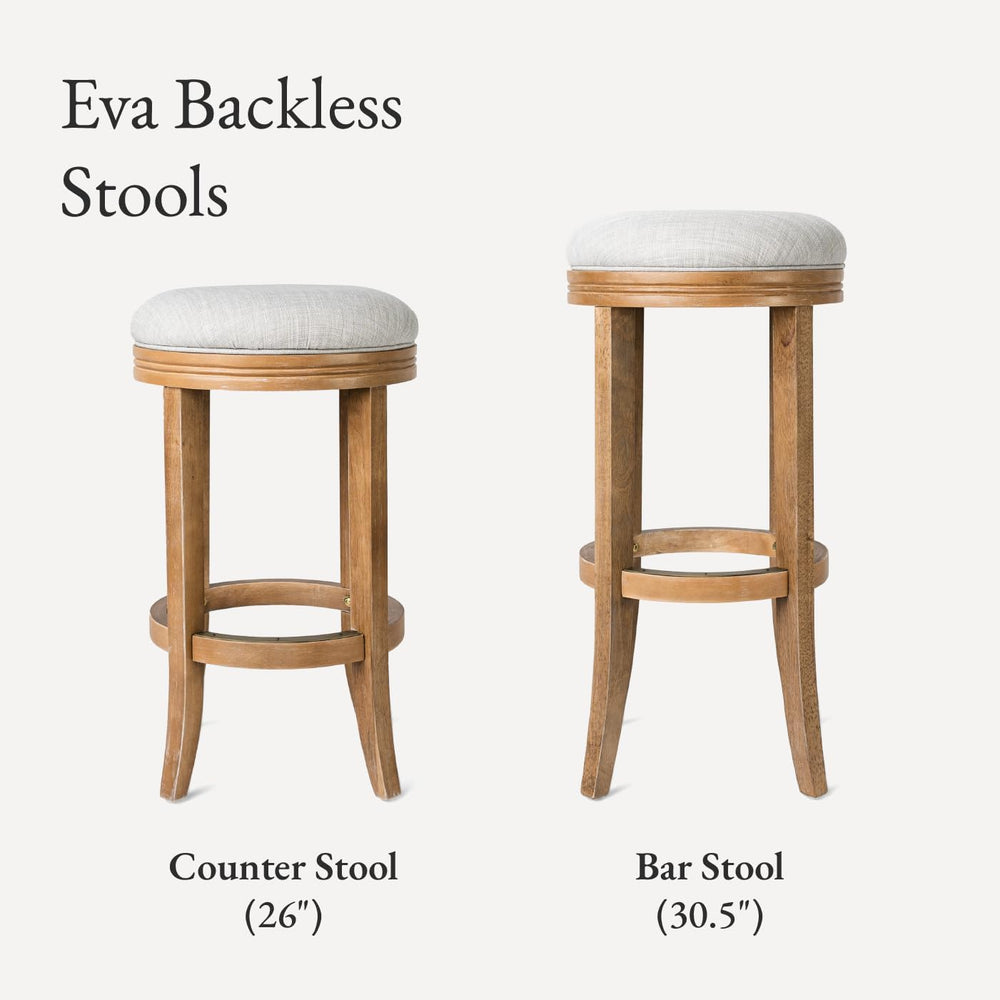 Maven Lane Eva Bar Stool, Brown Solid Wood, Natural Fabric, 31"