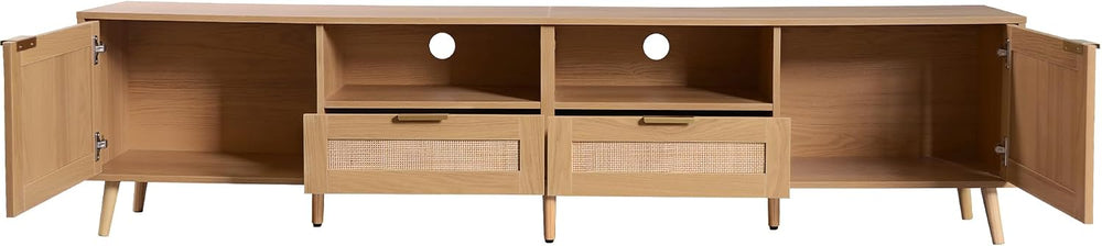 LUMISOL Rattan TV Stand for 85''+ TV, Mid Century Modern Entertainmen...