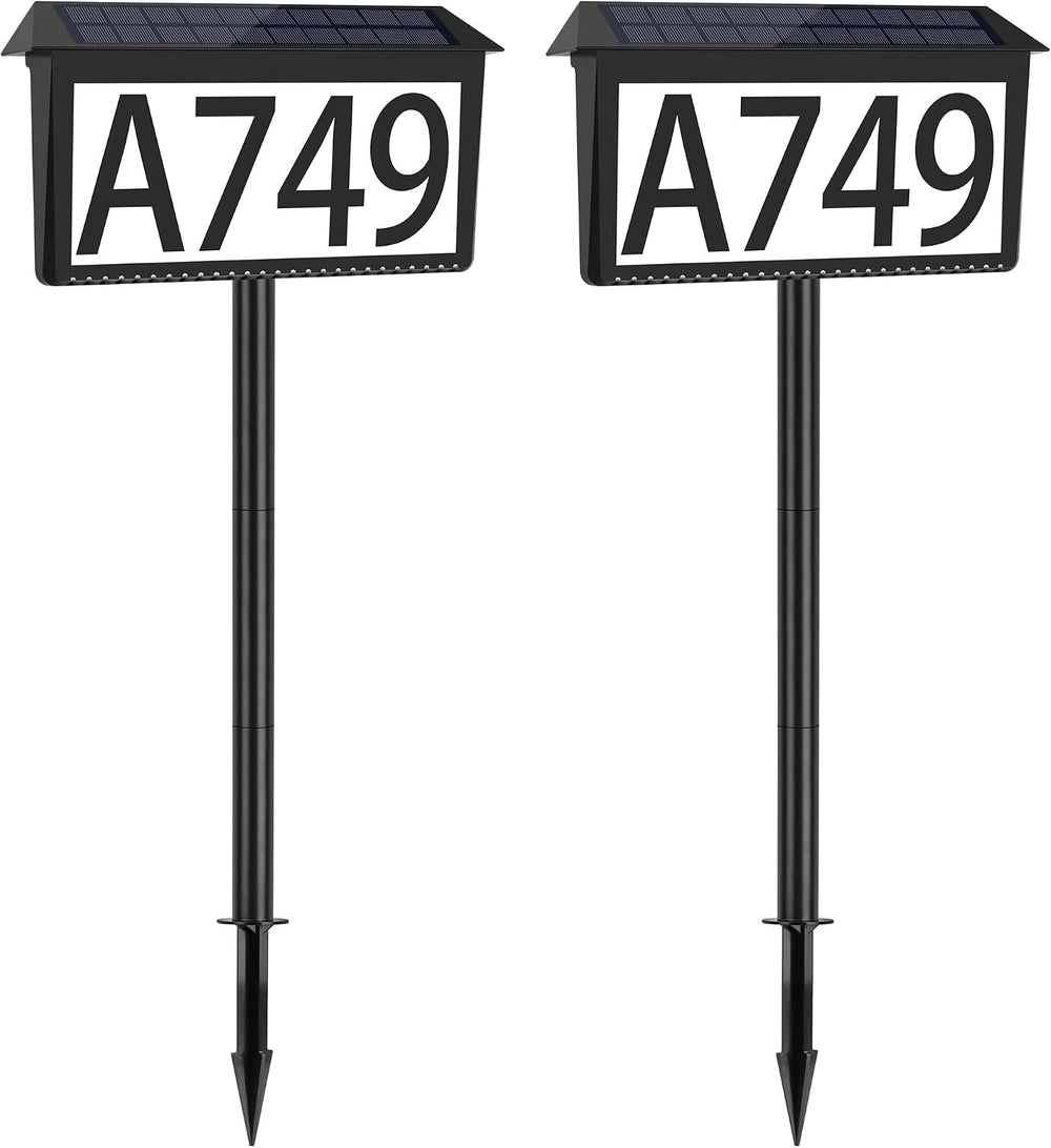 Nazuwke House Numbers for Outside Solar Powered, 2 Pack Solar Address Sign