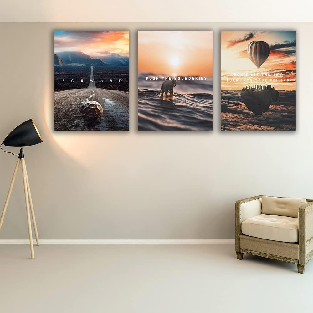 Motivational Wall Decor Poster Inspirational Wall Art 3 Pieces Canvas Wall Pa...