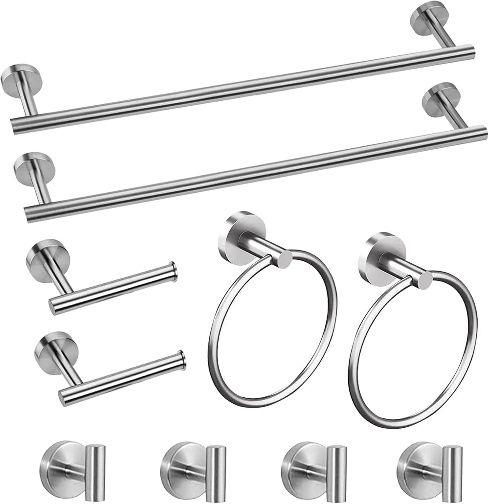 Cilee 10 Piece Brushed Nickel Bathroom Accessories Set, 16 inch Brushed Nicke...