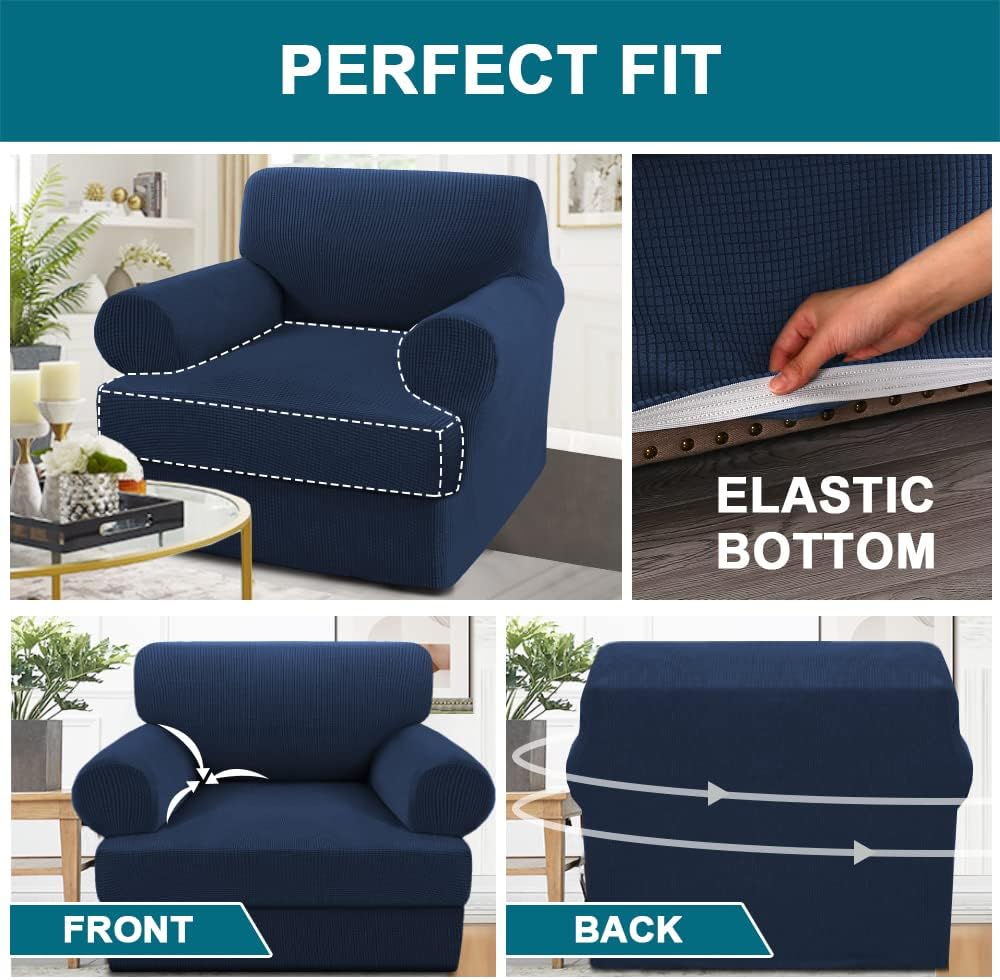 Turquoize T Cushion Chair Slipcover Armchair Slipcover for Living Room Stretc...