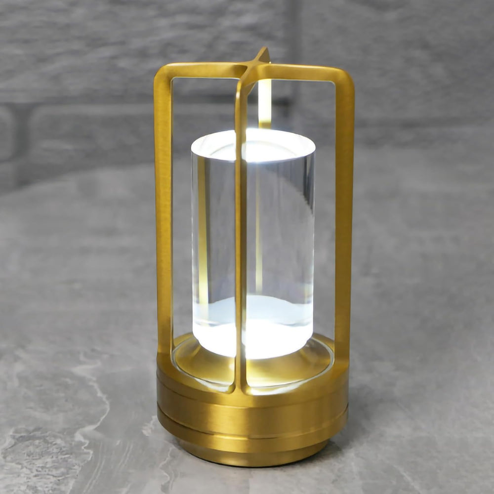 Rechargeable Crystal Table Lamp, 3-Color Touch LED, Gold