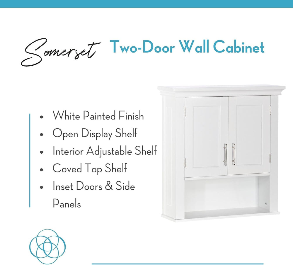 RiverRidge Somerset Two-Door Bathroom Wall Mount Medicine Cabinet, White