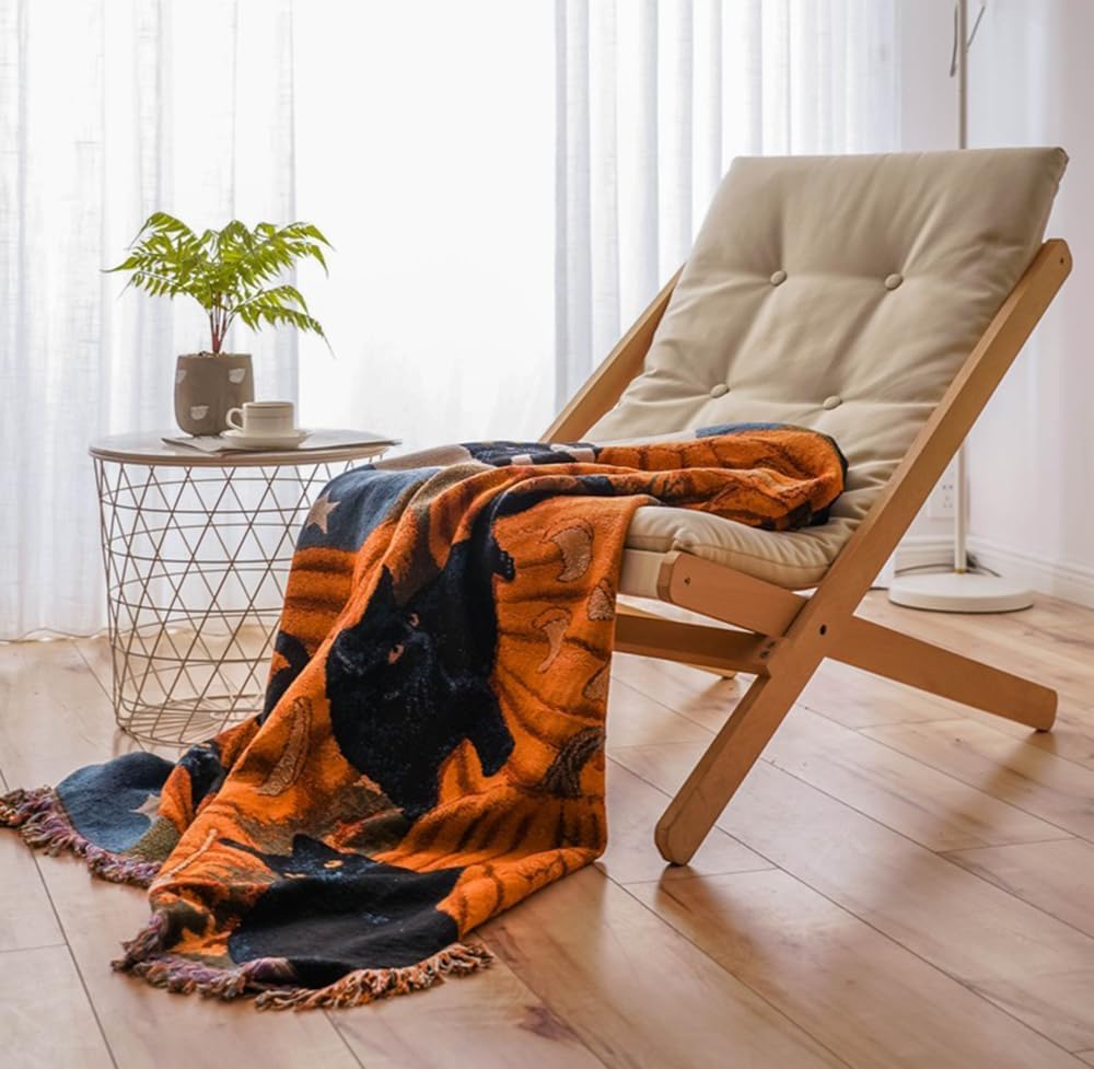 Vintage Halloween Blanket Cat Blanket Sofa Throw Blanket Chair Sofa Couch Bed...