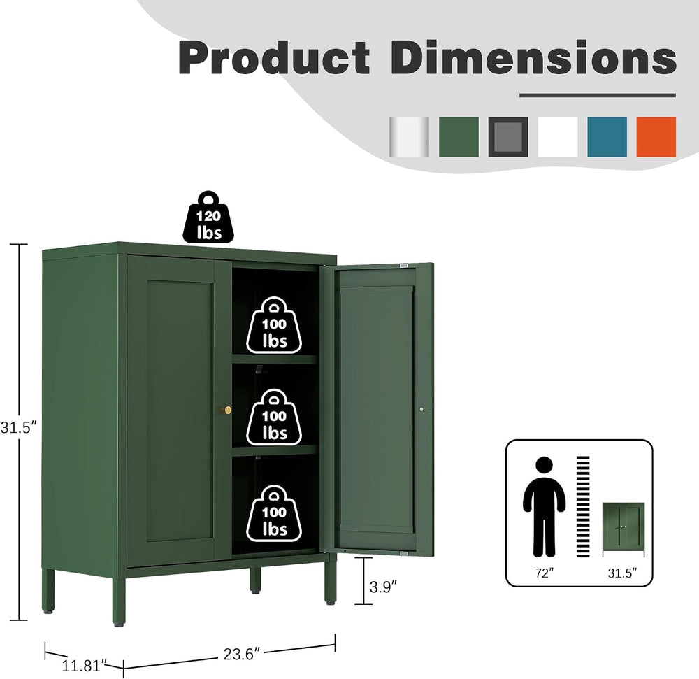 Bevivog Small Bathroom Storage Cabinet, Green Metal Locker