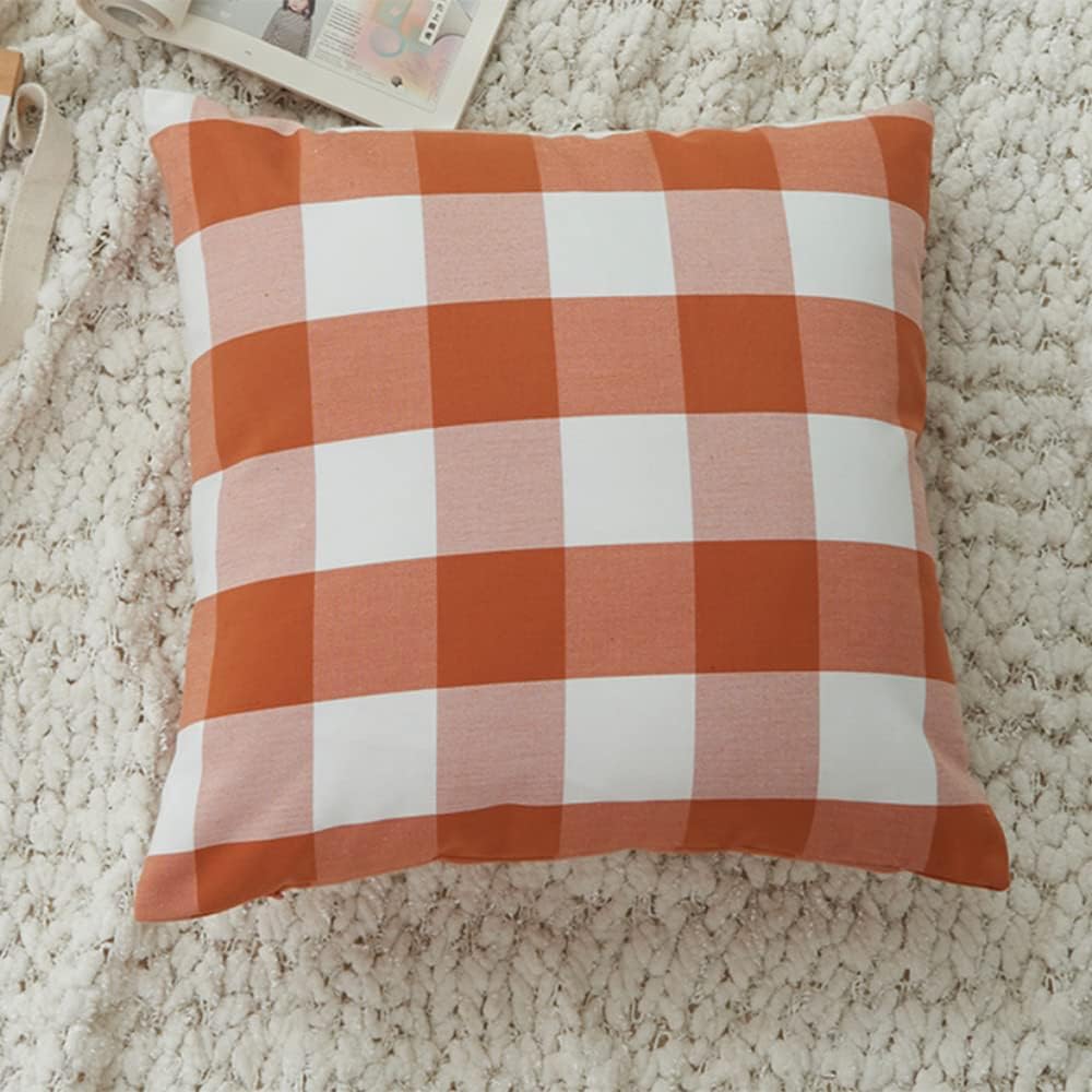 HOPLEE Orange Fall Pillow Covers 24x24 Farmhouse Throw Pillow Cover Cushion C...