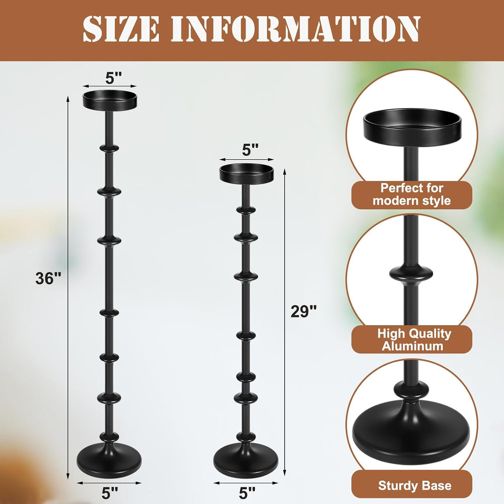 Maxdot Black Metal Pillar Candle Holder 36" 29" Tall Decorative Tap...
