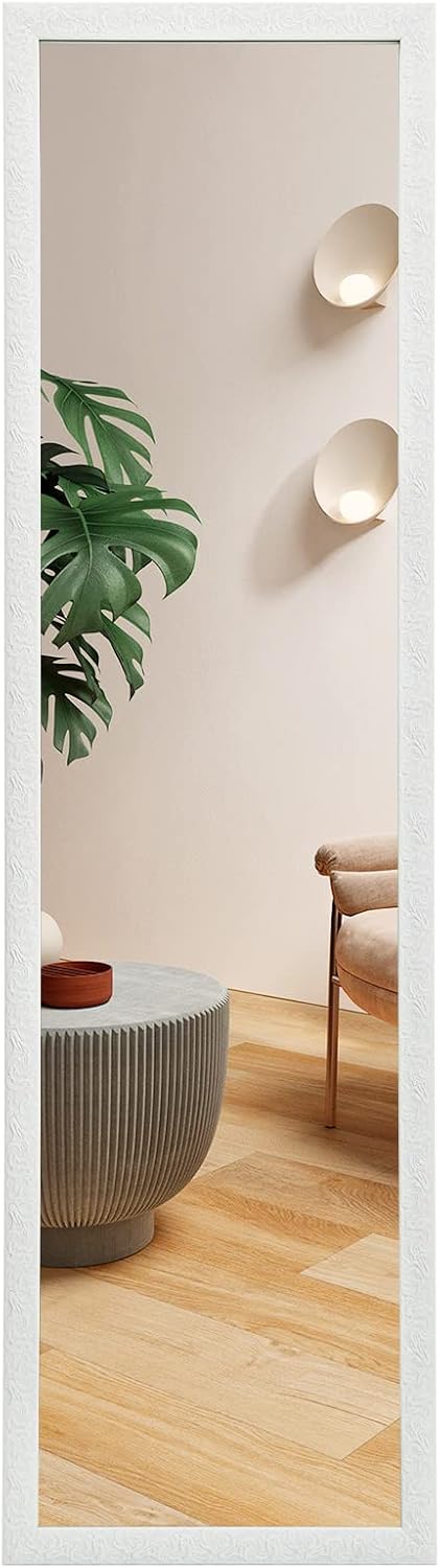 LFT HUIMEI2Y Door Mirror Full Length, Wall-Mounted Mirror White 50" x14&...
