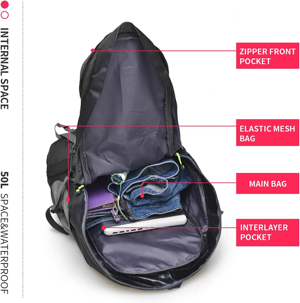 Bseash 50L Hiking Backpack, Water Resistant Lightweight Outdoor Sport Daypack...