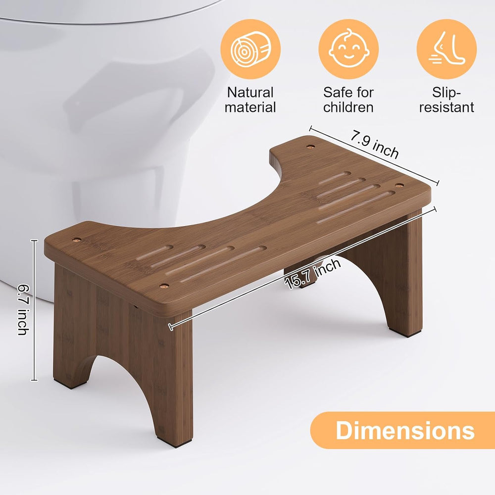 2 Pack Wood Squatting Potty Stool for Adults, Bamboo Toilet Stool Squat