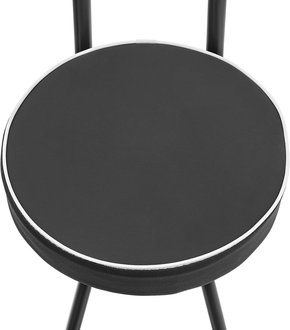 Folding Bar Stool with Backrest Set of 2, Black Modern Foldable Counter Tall ...