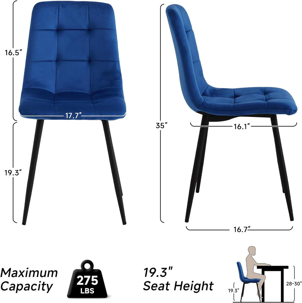 Blue Velvet Dining Chairs Set of 4 Kitchen & Dining Room Chairs