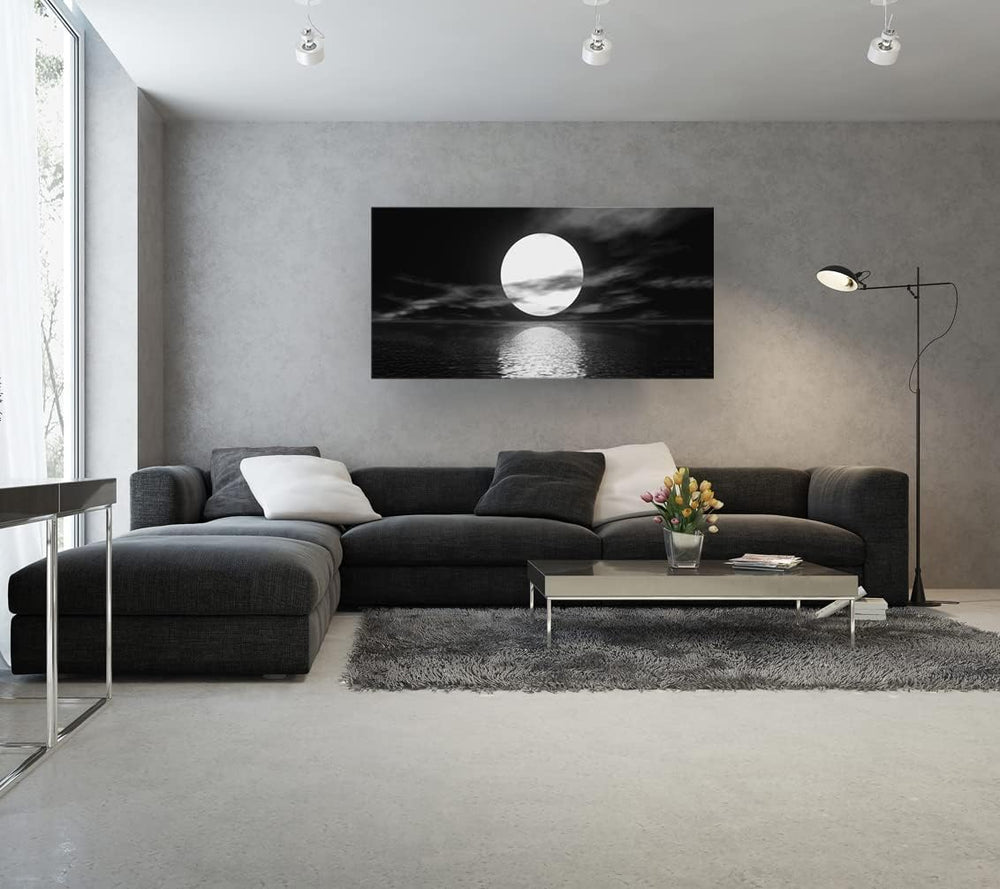 Cao Gen Decor Art S06450 Wall Art Canvas Sea White Full Moon in Night Picture...