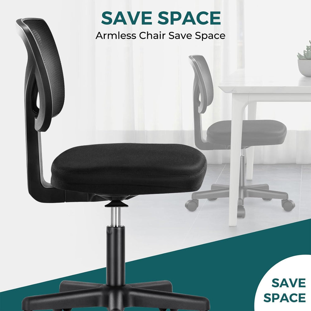 DUMOS Armless Small Desk Chairs, Ergonomic Home Office Mesh Chairs