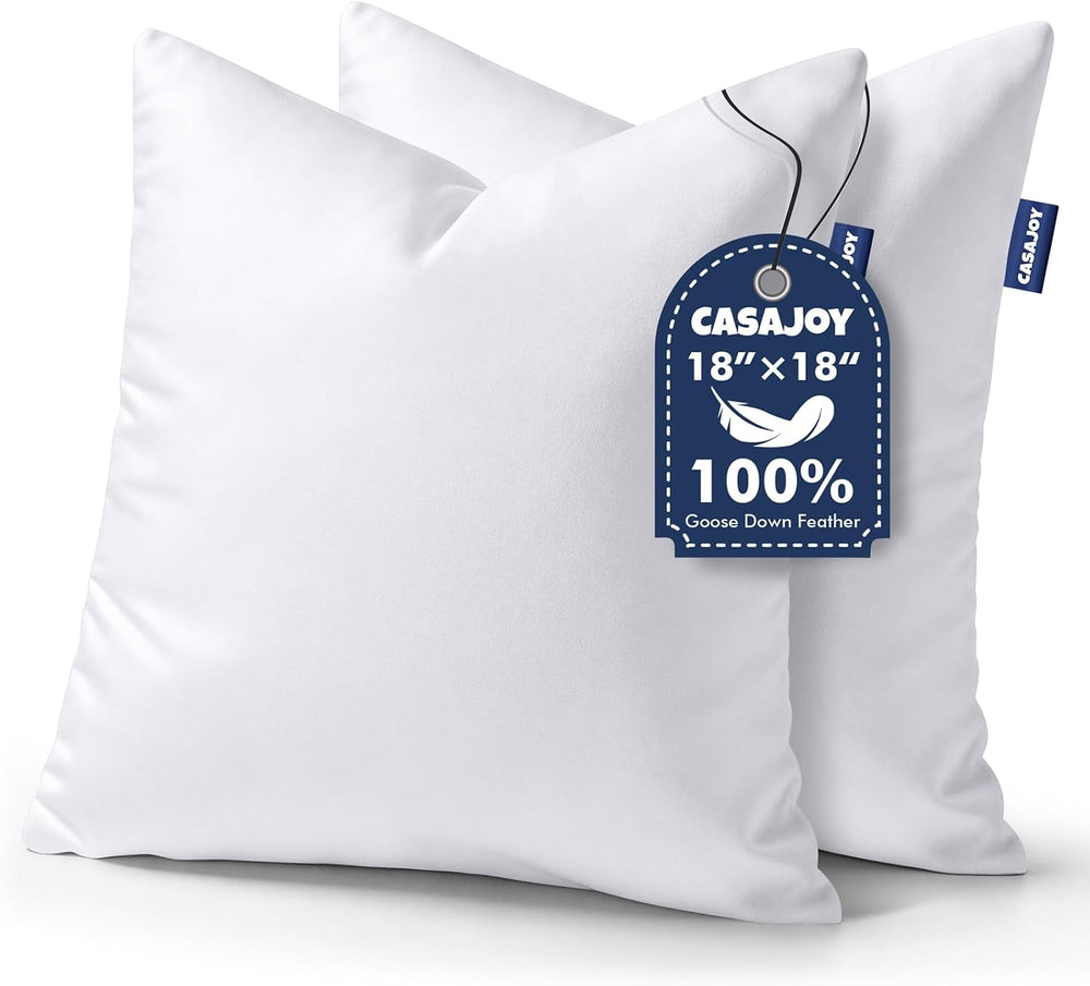 18x18 Pillow Inserts, Set of 2 Down Feather Throw Pillows for Couch