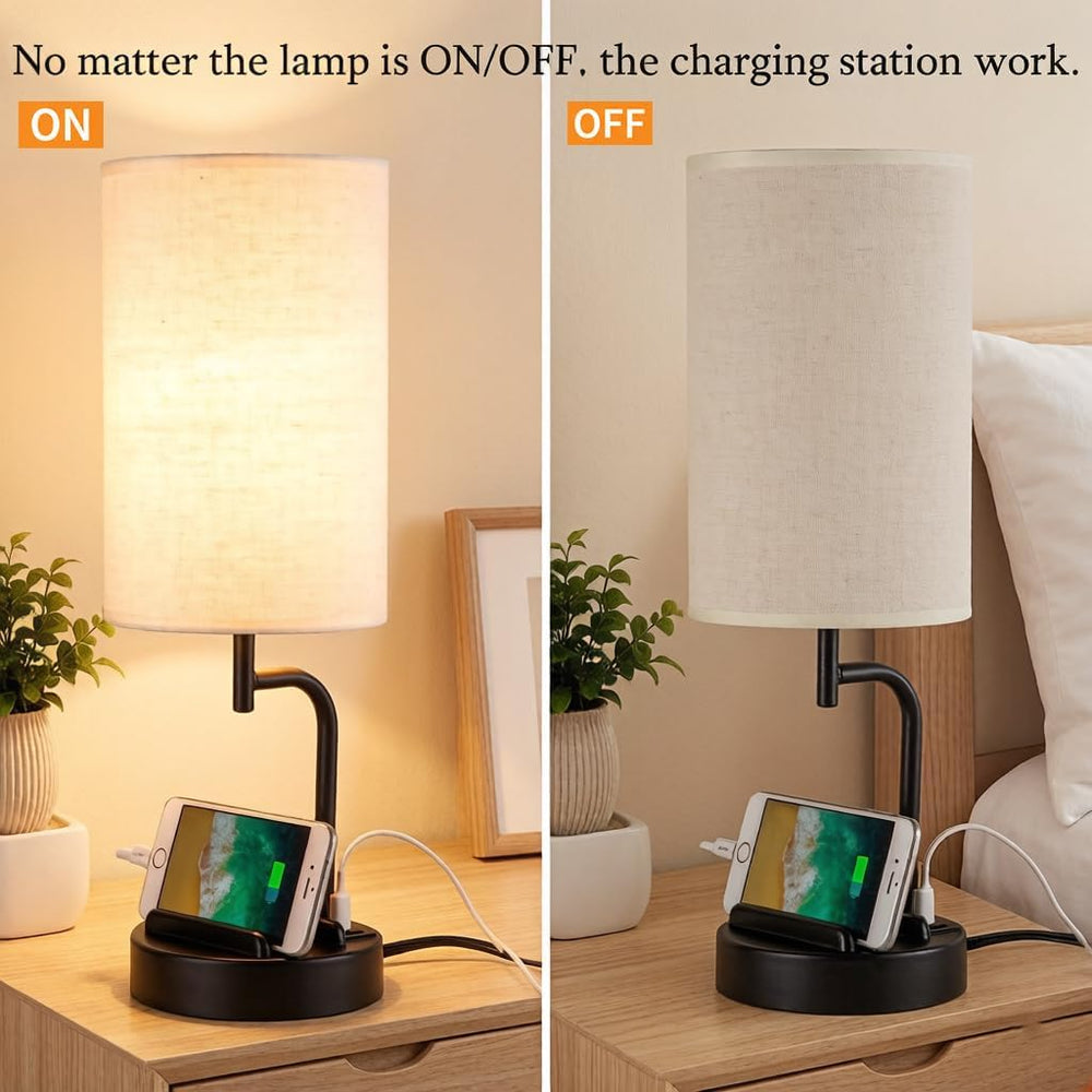 Dreamholder Touch Control USB Table Lamp with USB C/A & AC Outlet, 3-Way ...