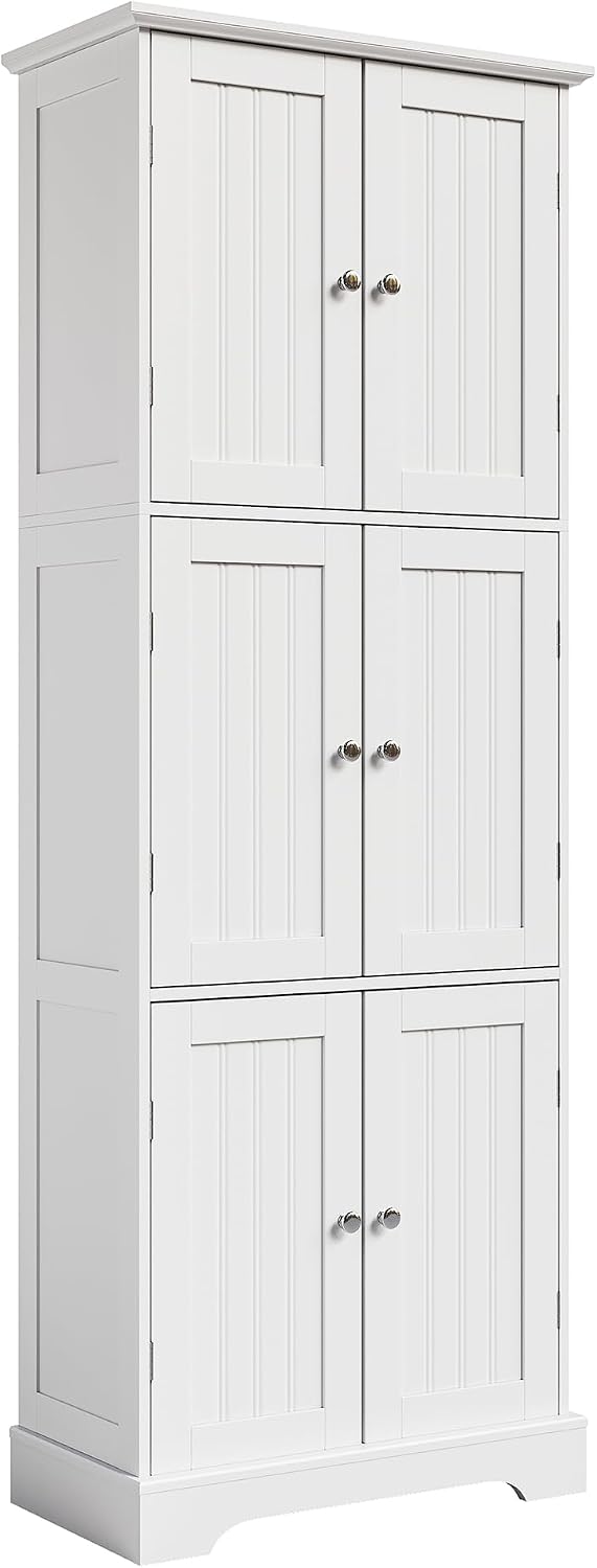 ChooChoo 63.2" Tall Bathroom Storage Cabinet with 6 Doors, Pantry Cabinet