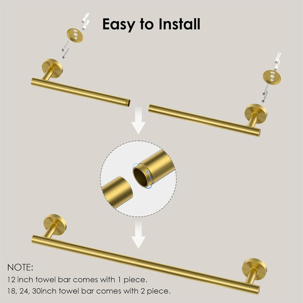 FORIOUS Towel Bar Towel Racks for Bathroom Wall Mounted 24" Brushed Gold