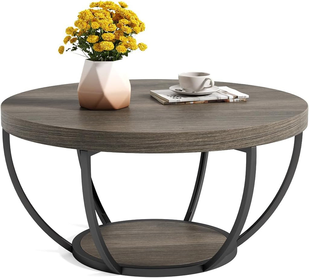 LITTLE TREE Round Coffee Table, 32" Circle Coffee Tables for Living Room
