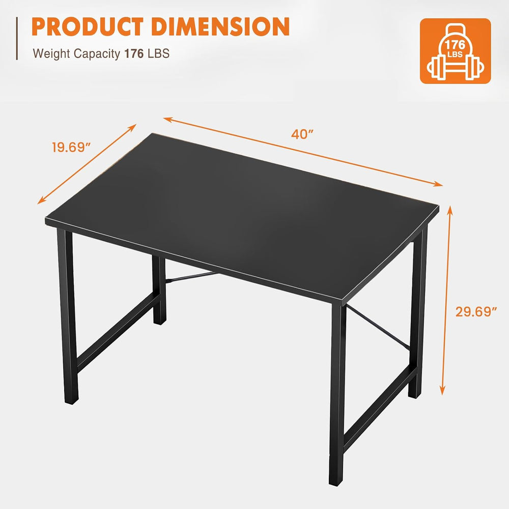 Sweetcrispy 40-Inch Small Computer Desk for Bedroom Home Office, Black