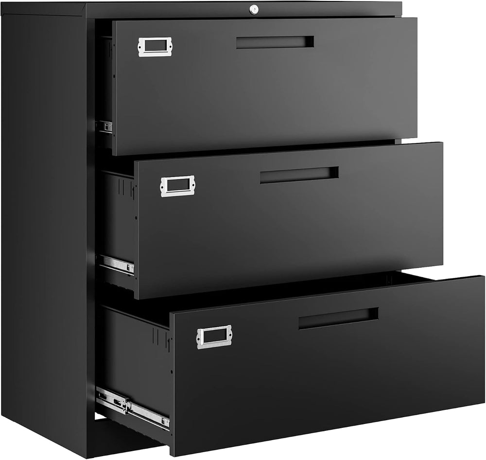 Letaya Lateral 3 Drawer File Cabinets with Lock, Metal Filing Storage Vertica...