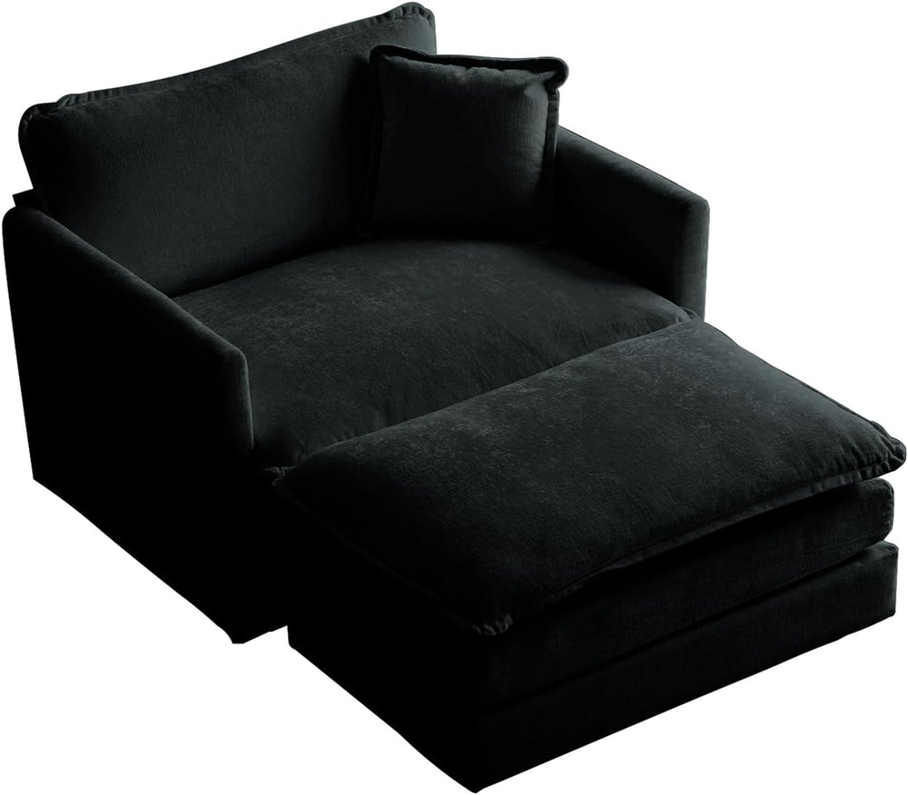 KIVENJAJA 41.4" Oversized Sofa Chair with Ottoman, Single Chaise, Black