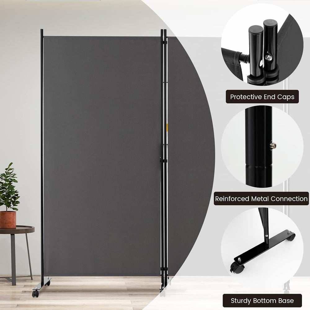 LDAILY 3 Panels Folding Privacy Screen, 6FT Rolling Room Divider